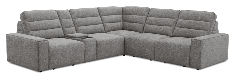 Shaquille O’Neal Home Prestige 6-Piece Sectional with Power Reclining and Power Sliding– Grey 