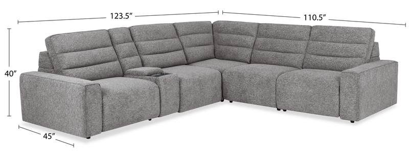 Shaquille O’Neal Home Prestige 6-Piece Sectional with Power Reclining – Grey