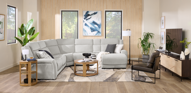 Shaquille O’Neal Home Legacy 6-Piece Left-Facing Power Reclining Sectional with Shaq-o-pedic Comfort - Grey 