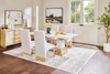 Vega 5pc Dining Set with Table & 4 Chairs, Marble Look, Pedestal Base, 82"W - Natural & White | Ensemble de salle à manger Vega 5 pièces avec table de 82 po (L), imitation de marbre, base piédestal et 4 chaises - naturel et blanc
