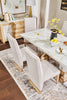 Vega Dining Table, Marble Look, Pedestal Base, 82"W - Natural & White | Table de salle à manger Vega de 82 po (L) avec imitation de marbre et base piédestal - naturelle et blanche