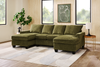 Made in Canada Customizable Sofa Lab Arc Fabric Double Chaise Sectional - Chenille Moss | Sofa sectionnel avec deux fauteuils longs personnalisable Arc de Sofa Lab fabriqué au Canada en tissu - Chenille Moss