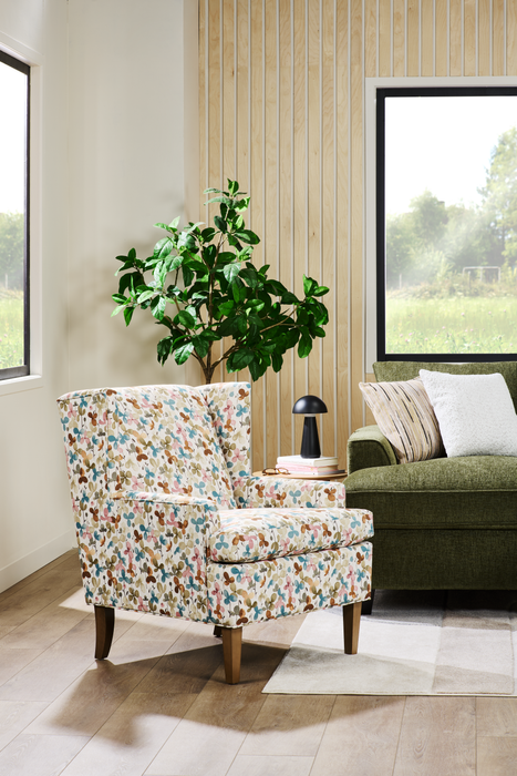 Made in Canada Sofa Lab Customizable Wingback 30\" Fabric Accent Chair – Rose Accent Fabric 