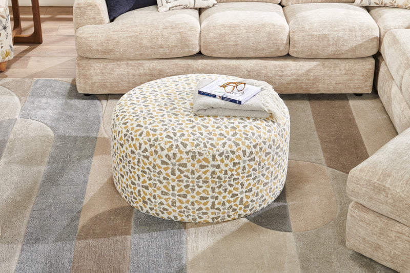 Made in Canada Customizable Sofa Lab Round 38\" Fabric Ottoman – Lemonade Accent Fabric 