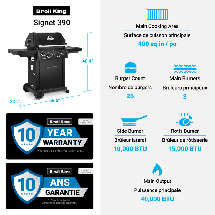 Broil King Signet 390 Shadow 3-Burner 40,000-BTU Propane Gas BBQ - 844184 Grill