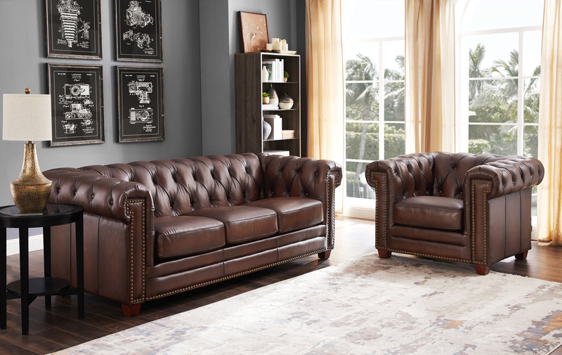 Hydeline Standwood Leather Sofa - Brown