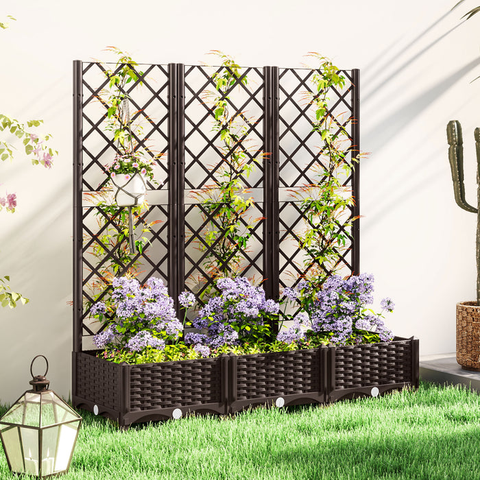Outsunny Plastic Raised Bed, Garden Box With Trellis, 47\" X 16\" X 48\"