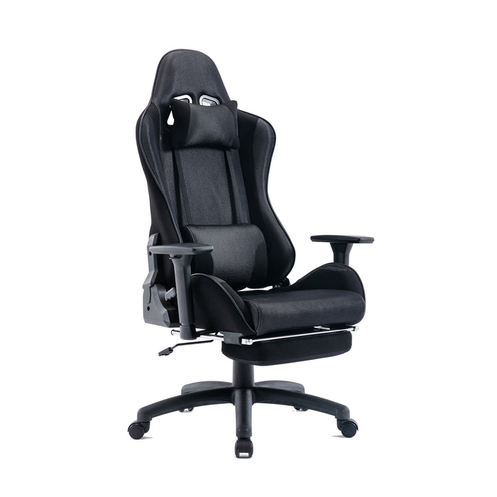 Tygerclaw Gaming Office Chair with Lumbar Pillow & Leg Rest - Black