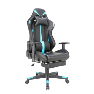 Tygerclaw PU Gaming Office Chair with Lumbar Pillow & Leg Rest - Blue