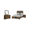 Titanium 6pc Bedroom Set with Bed, Dresser, Mirror & Nightstand, LED, Modern, Brown - Queen Size | Ensemble de chambre à coucher moderne Titanium brun 6 pièces avec lit, commode, miroir, table de nuit et éclairage à DEL - format grand lit