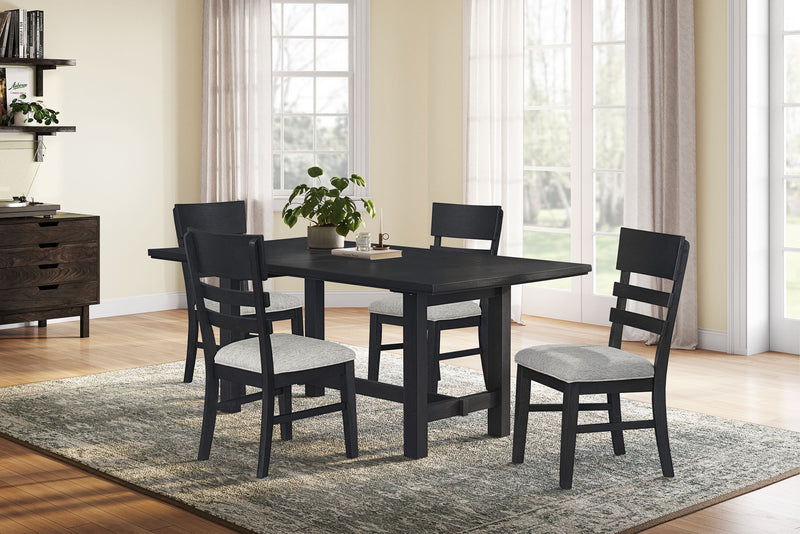 Trove 5pc Dining Set with Table and 4 Chairs, 72”W – Black 