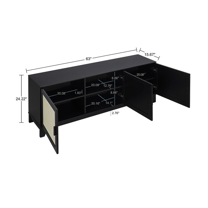 Manhattan Comfort Sheridan 62.99\" Modern Cane TV Stand - Black