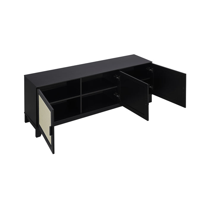 Manhattan Comfort Sheridan 62.99\" Modern Cane TV Stand - Black