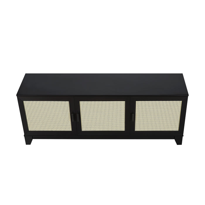 Manhattan Comfort Sheridan 62.99\" Modern Cane TV Stand - Black