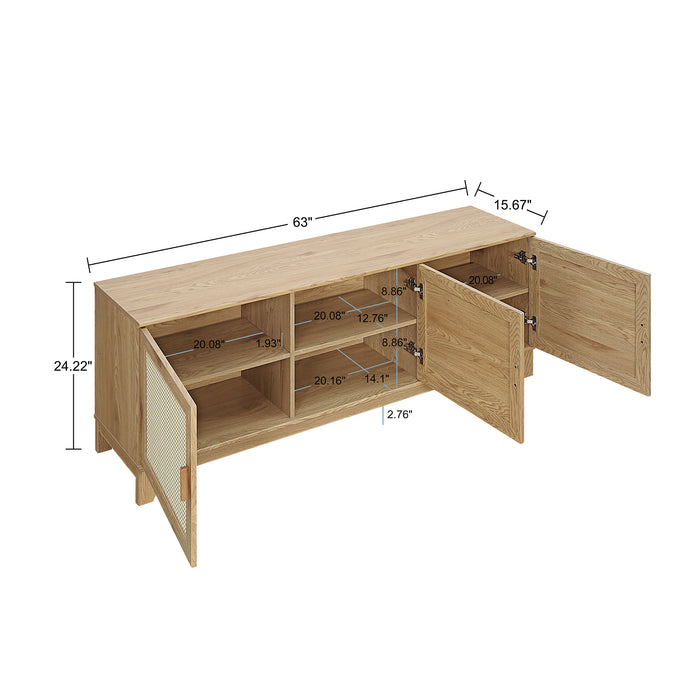 Manhattan Comfort Sheridan 62.99\" Modern Cane TV Stand - Natural