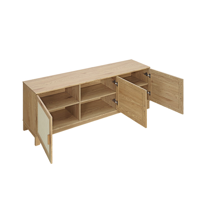 Manhattan Comfort Sheridan 62.99\" Modern Cane TV Stand - Natural