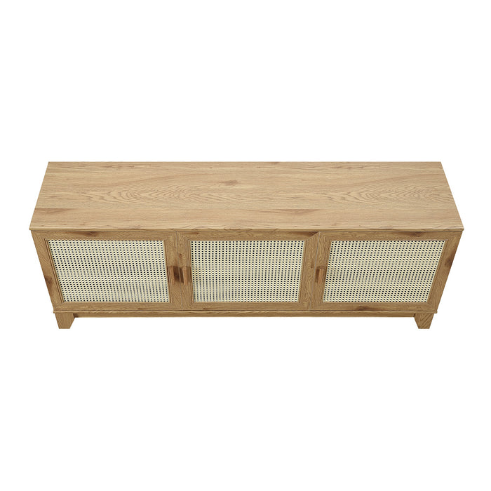 Manhattan Comfort Sheridan 62.99\" Modern Cane TV Stand - Natural