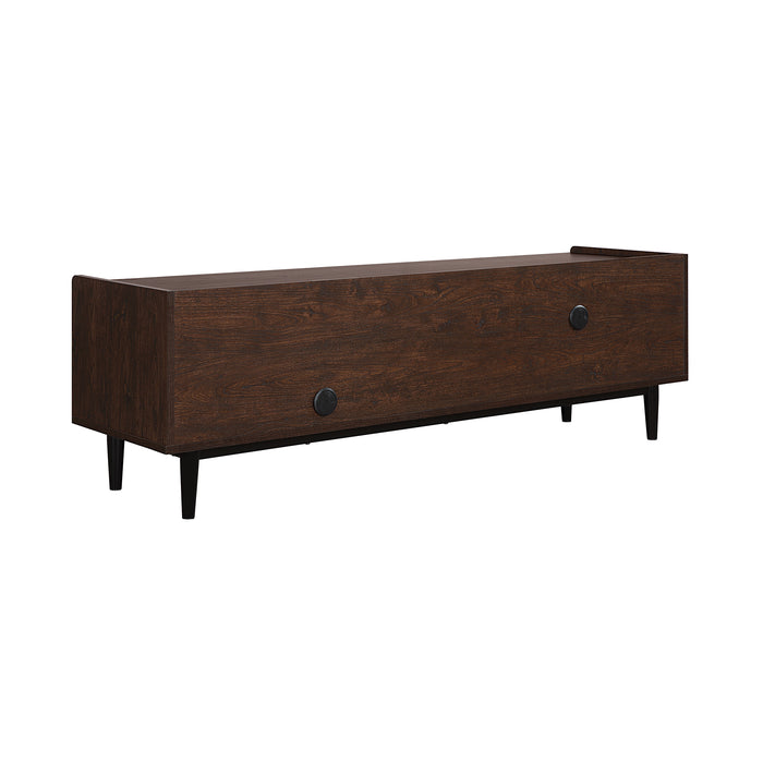 Manhattan Comfort Duane 59.25\" Modern Ribbed TV Stand - Dark Brown & Black