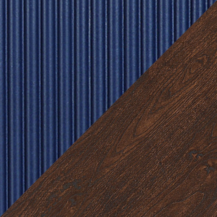 Manhattan Comfort Duane 59.25\" Modern Ribbed TV Stand - Dark Brown & Navy Blue