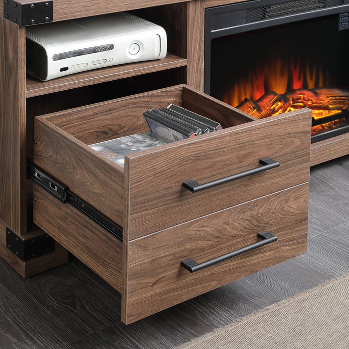 Manhattan Comfort Richmond 60\" TV Stand with 2 Drawers & 4 Shelves - Brown