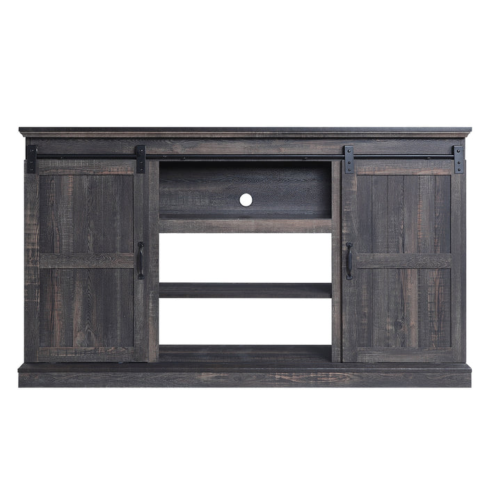Manhattan Comfort Myrtle 60\" TV Stand with 2 Sliding Doors - Heavy Brown