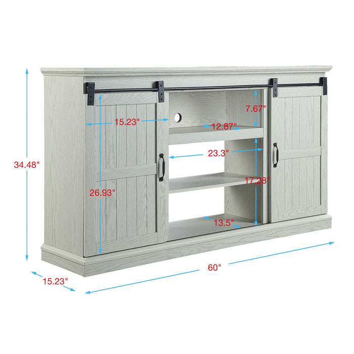 Manhattan Comfort Myrtle 60\" TV Stand with 2 Sliding Doors - Cream Oak