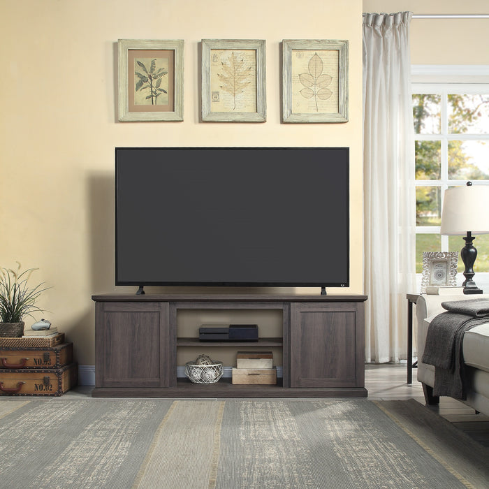 Manhattan Comfort Franklin 60\" TV Stand with 2 Doors & Open Shelves - Heavy Brown