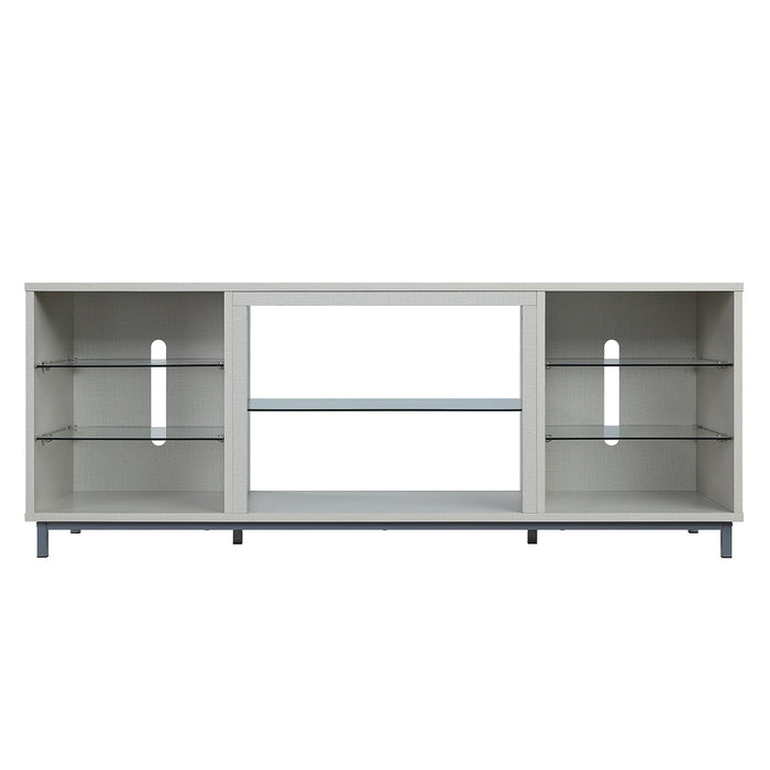 Manhattan Comfort Brighton 60\" TV Stand with Glass Shelves & Media Wire Management - Beige