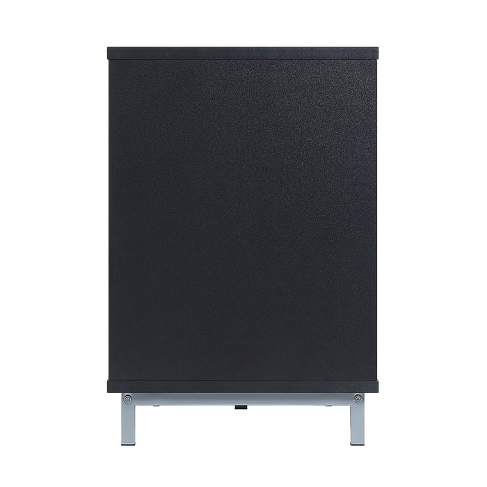 Manhattan Comfort Brighton 60\" TV Stand with Glass Shelves & Media Wire Management - Onyx