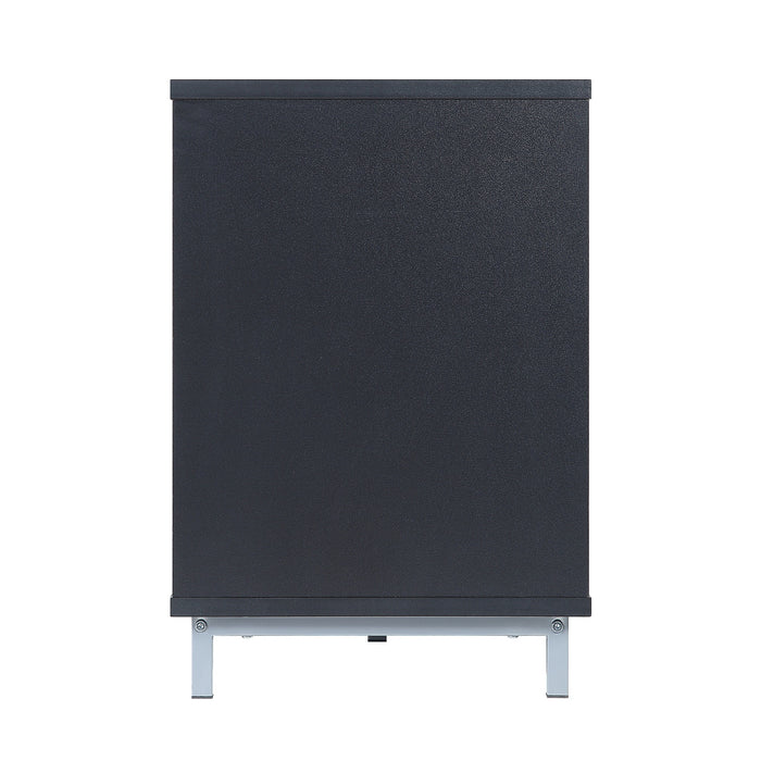 Manhattan Comfort Brighton 60\" TV Stand with Glass Shelves & Media Wire Management - Onyx