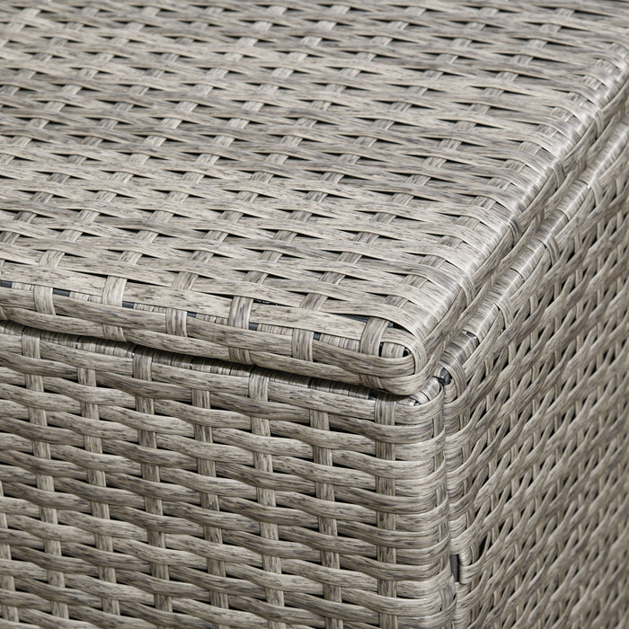 Outsunny 113 Gallon Rattan Deck Box With Lid And Handle, Mixed Grey