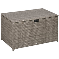 Outsunny 113 Gallon Rattan Deck Box With Lid And Handle, Mixed Grey
