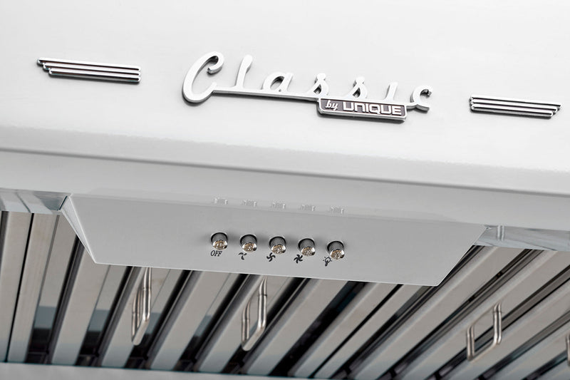 Classic Retro by Unique 30-Inch Under Cabinet Range Hood - UGP-30CR RH W