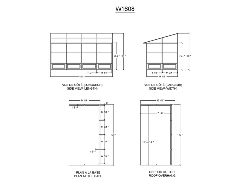 Gazebo Penguin Florence - Wall Mounted Solarium 8x16 Metal Roof