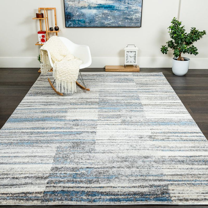 Darius Waves Cube Grey Area Rug - 6'7\" x 9'6\"