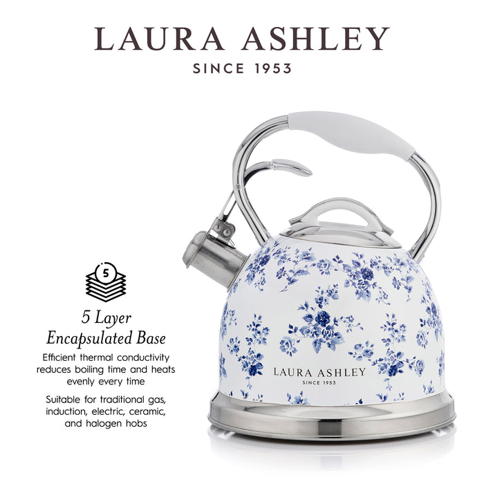 Laura Ashley Stainless Steel Stovetop China Rose Tea Kettle - VQ-SBNK057-LACR-CA