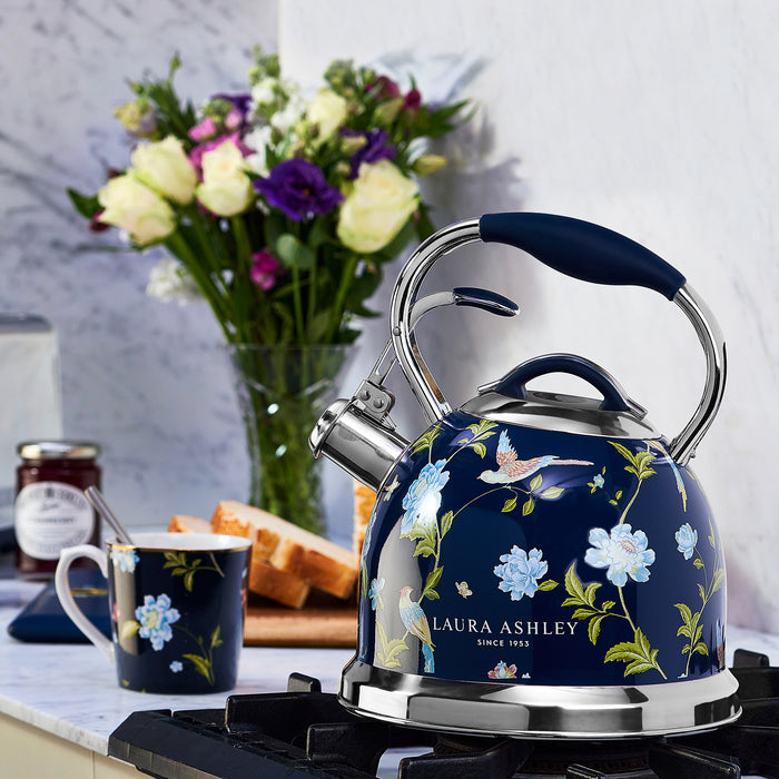 Laura Ashley Stainless Steel Stovetop Elveden Navy Tea Kettle - VQ-SBNK057-LAEN-CA