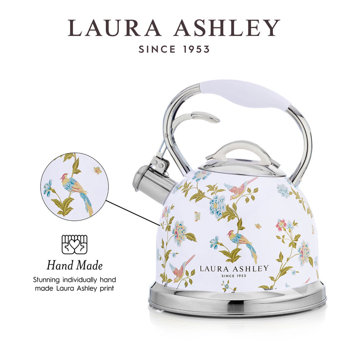 Laura Ashley Stainless Steel Stovetop Elveden White Tea Kettle - VQ-SBNK057-LAEW-CA