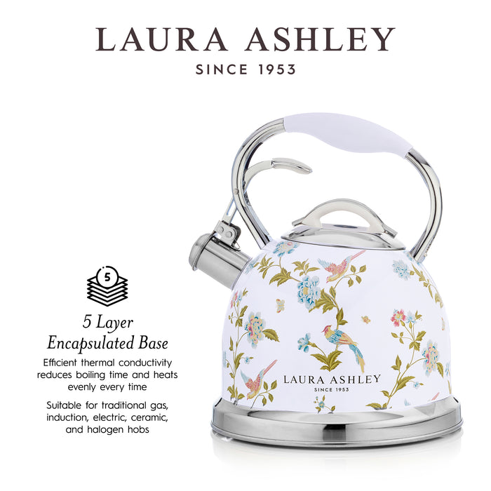 Laura Ashley Stainless Steel Stovetop Elveden White Tea Kettle - VQ-SBNK057-LAEW-CA