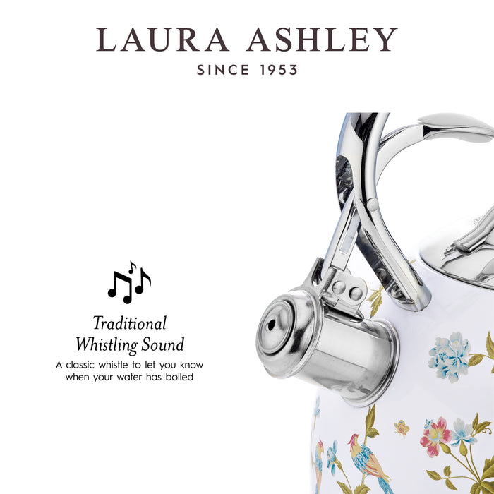Laura Ashley Stainless Steel Stovetop Elveden White Tea Kettle - VQ-SBNK057-LAEW-CA