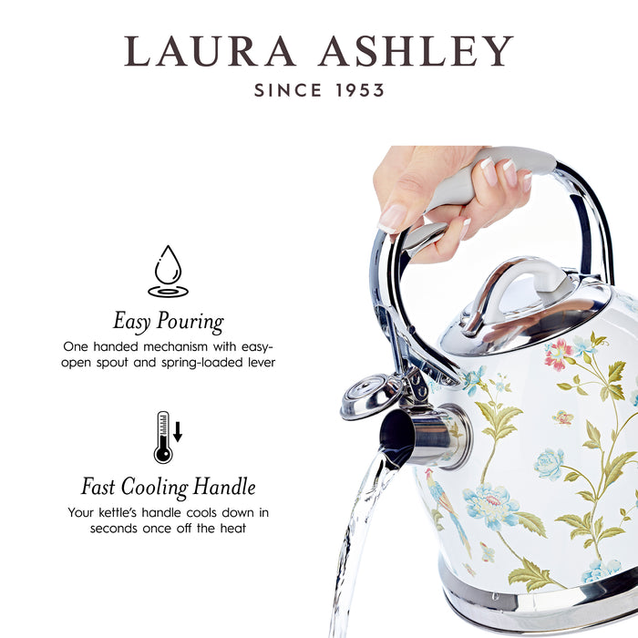 Laura Ashley Stainless Steel Stovetop Elveden White Tea Kettle - VQ-SBNK057-LAEW-CA