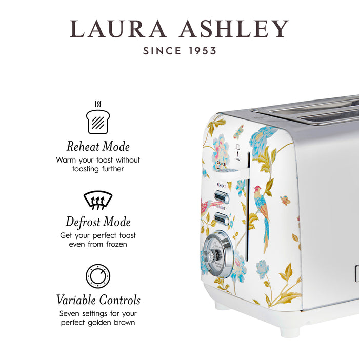 Laura Ashley Stainless Steel 2-Slice Elveden White Toaster - VQ-SBT582-LAEW-CA