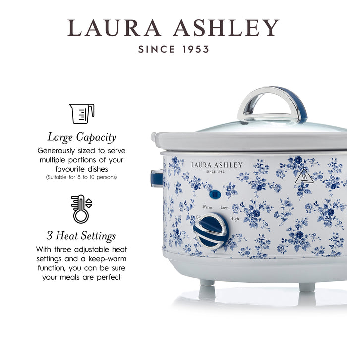 Laura Ashley 6.5 L Large Capacity China Rose Slow Cooker - VQ-SLWC6L-LACR-CA
