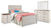 Willowton 6pc Bedroom Set with Platform Storage Bed, Dresser, Mirror & Nightstand, Whitewash - Full 