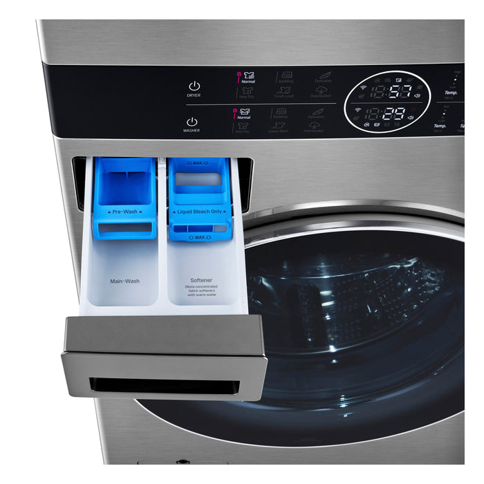 LG 5.2 Washer/7.4 Dryer Cu. Ft. Front-Load WashTower® with TurboWash® and TurboSteam® - Graphite Steel - WKEX200HVA