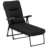Outsunny Outdoor Lounge Chair W/ Cushion, Foldable Patio Chair, Black