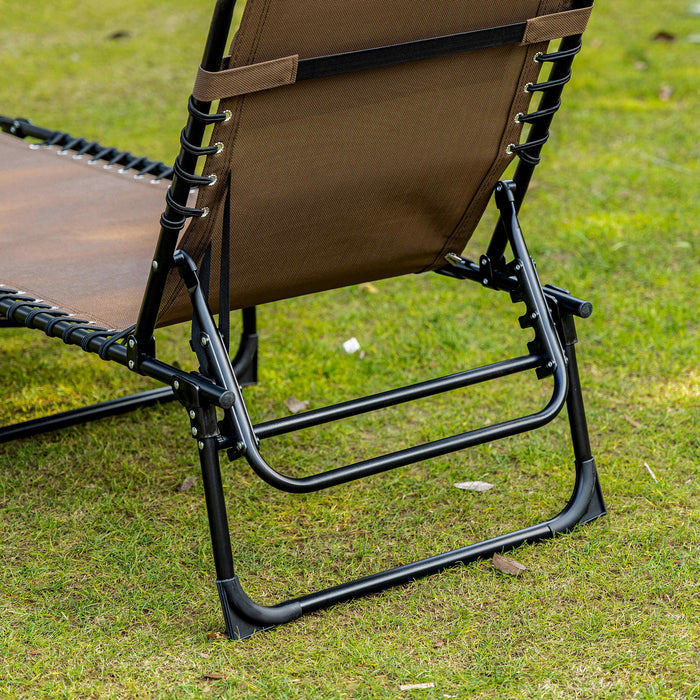 Outsunny Folding Lounge Chair, Reclining Tanning Chair With Adjustable Back