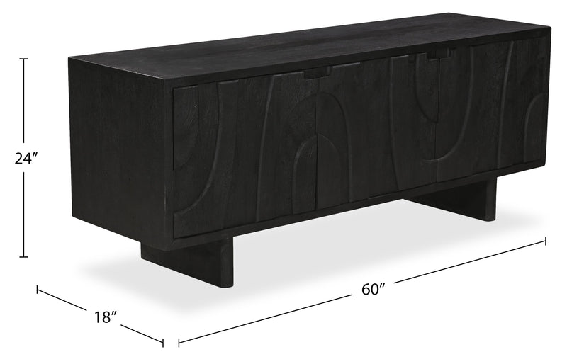 Abbot 60\" Modern TV Stand with Storage and Cable Management for TVs up to 80” - Black