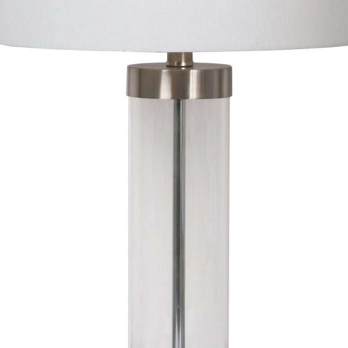 Abella 24\" Brushed Steel Table Lamp with USB Charging
