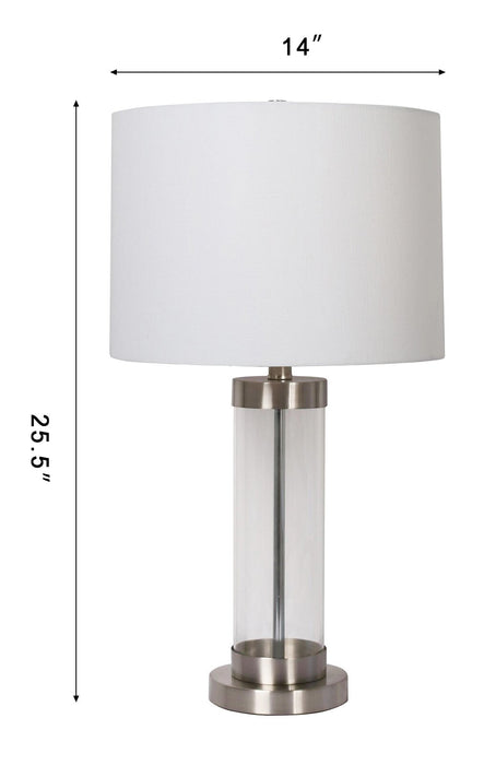 Abella 24\" Brushed Steel Table Lamp with USB Charging